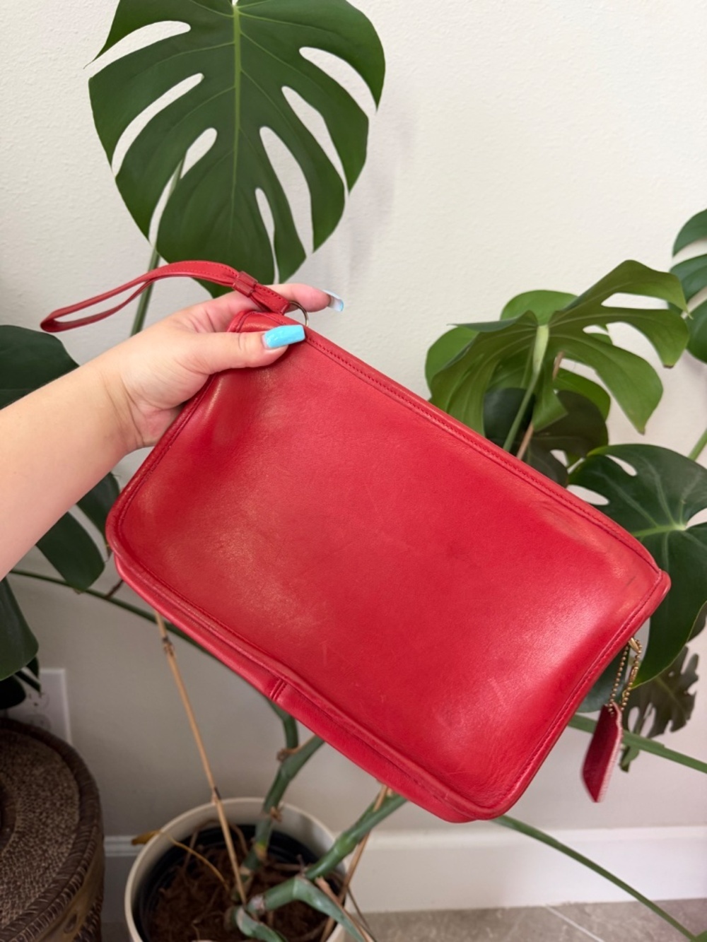 COACH Vintage Bonnie Cashin MADE IN USA Red Leather Clutch UNIQUE - Picture 2 of 9